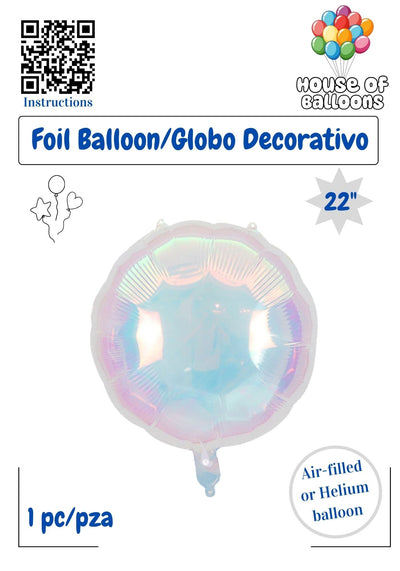 House of Balloons White Mother of Pearl Sphere 22 inch Foil Balloon 1ct