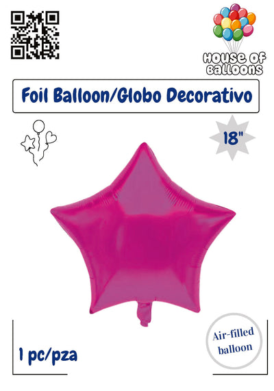 18-inch cotton candy pink star-shaped foil balloon, air-filled decor accessory.