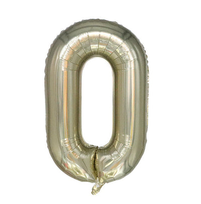 28-inch gold foil balloon shaped like the number 0 with a shiny metallic finish.