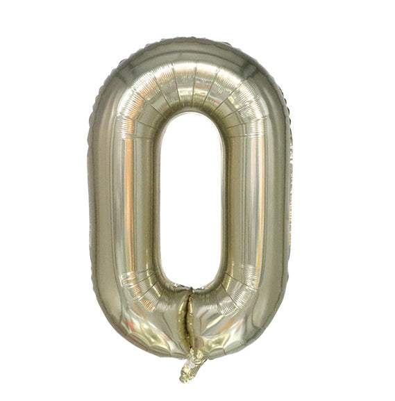 28-inch gold foil balloon shaped like the number 0 with a shiny metallic finish.
