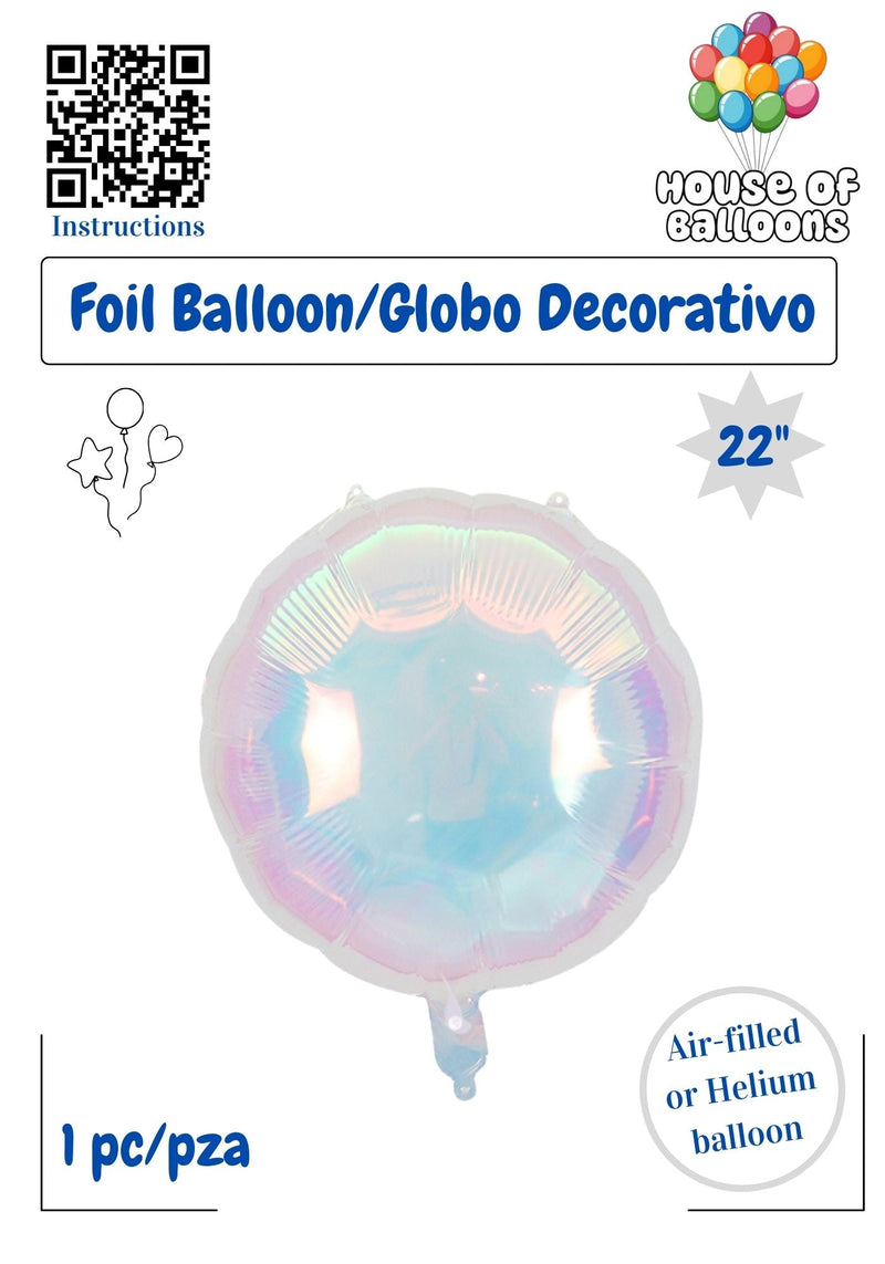 House of Balloons White Mother of Pearl Sphere 22 inch Foil Balloon 1ct